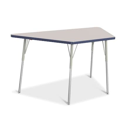 Jonti-Craft Berries Trapezoid Activity Tables, 30 in. x 60 in., A-height, Freckled Gray/Navy/Gray 6443JCA112